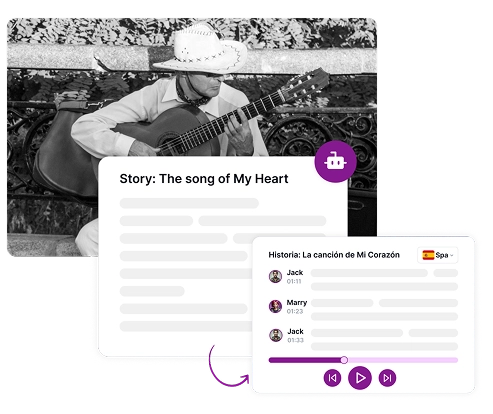 Image depicting Spanish text brought to life with natural voice overs using Speaktor’s TTS technology.
