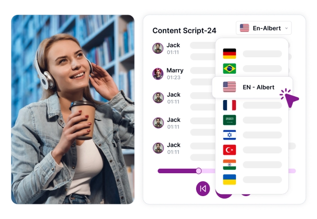 Crea audiolibri realistici in più lingue utilizzando una piattaforma intuitiva e versatile.