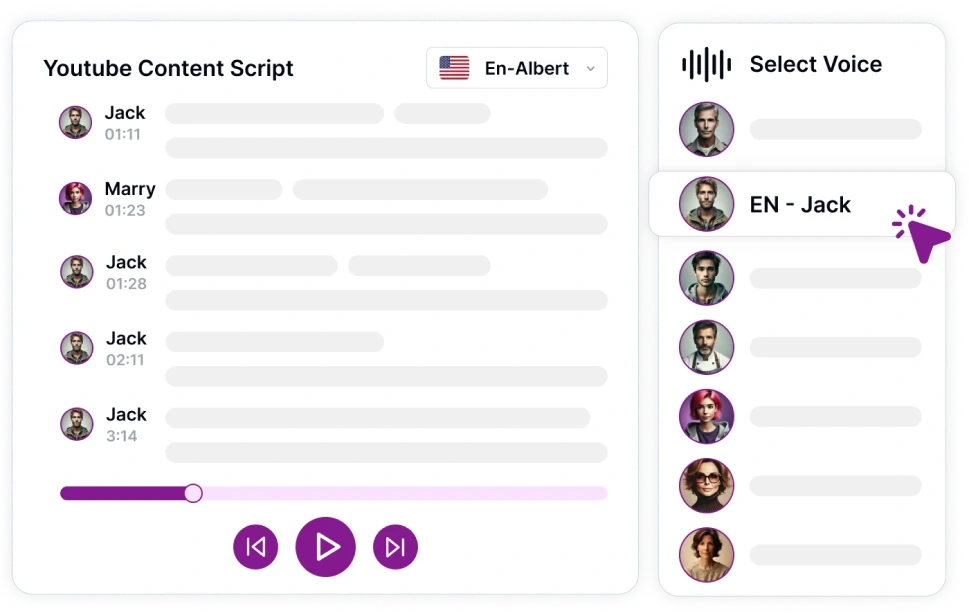 Voice customization options designed to create unique styles for different content types.