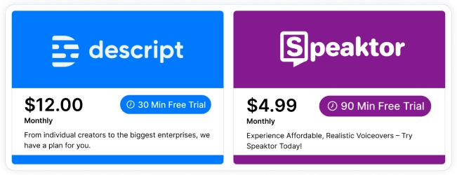 O Descript é caro, enquanto o Speaktor fornece uma solução econômica para as necessidades de transcrição.