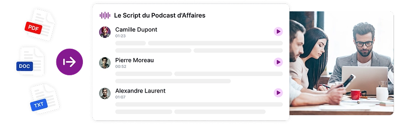 Imagine care înfățișează încărcări de fișiere fără efort pentru generarea vocii franceze cu instrumentele SMART de la Speaktor.