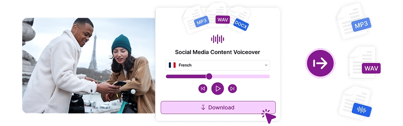 Image depicting flexible French voice over download options tailored to user preferences.