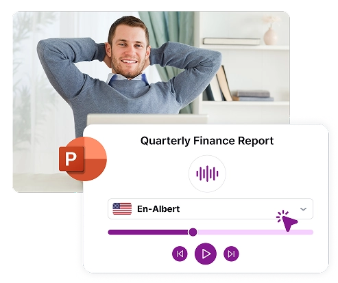 Bild, das die nahtlose Generierung von professionellen Voice-Overs für PPT-Folien zeigt.