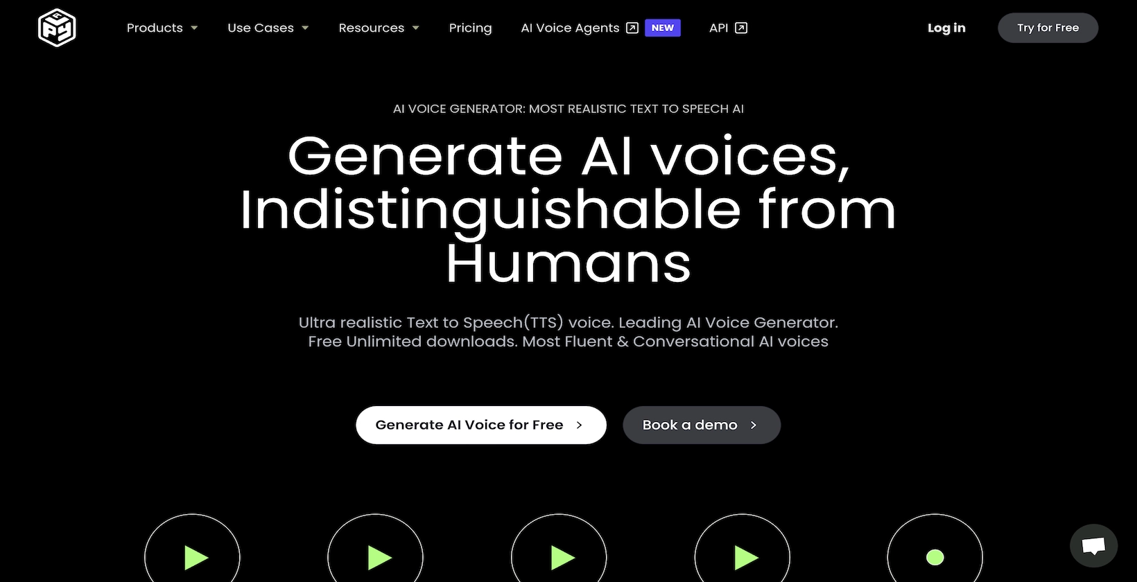 A screenshot of the PlayHT homepage shows that it can generate AI voices that resemble humans.