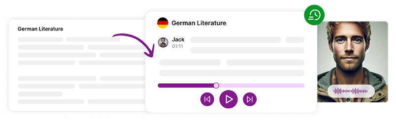 Image depicting German text read aloud easily with Speaktor’s advanced text-to-speech technology.