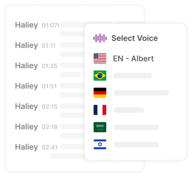 Un menu déroulant permettant de choisir une voix pour la synthèse vocale.