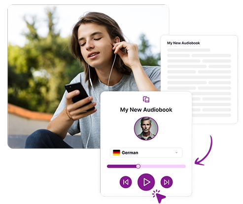 Image depicting audiobook listening with Speaktor, highlighting seamless AI voice narration for readers.