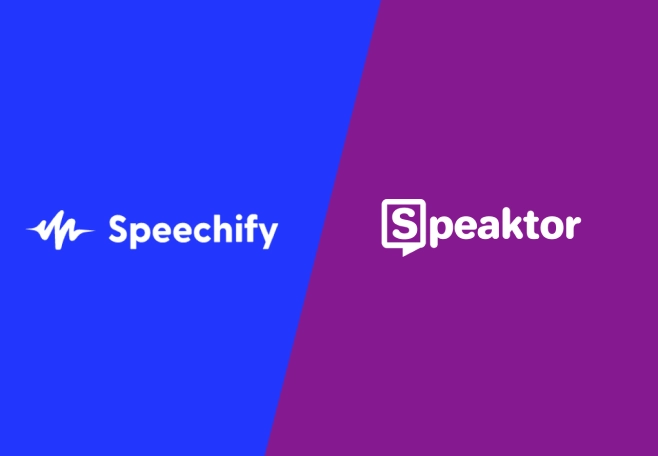 Detailed comparison between Speaktor and Speechify, with distinctions in usability, voice variety, and usage contexts.