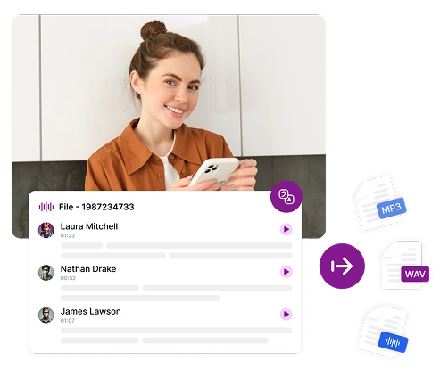 Слика која ја прикажува конверзијата на гласот на Speaktor, илустрирајќи ефикасна трансформација на аудио форматот.